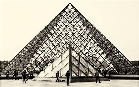1920x1200 Photography Monochrome Architecture Museum Paris Louvre