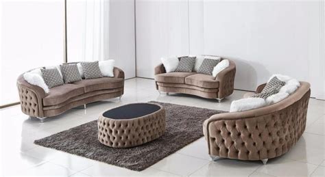 Luxury Velvet Sofa Set With Ottoman My Aashis