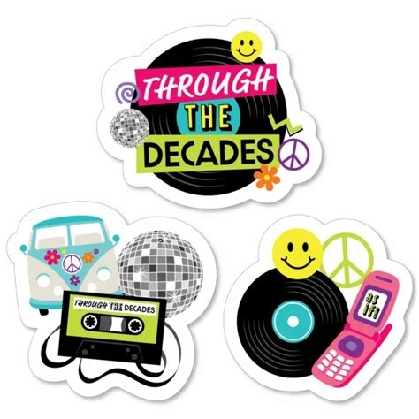 Through The Decades Diy Shaped 50s 60s 70s 80s And 90s Party Cut