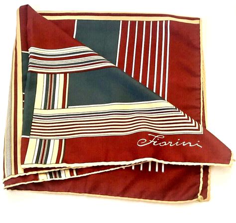 Vintage Fiorini Uni Sex 30 Sq Geometric Striped Silk Gem
