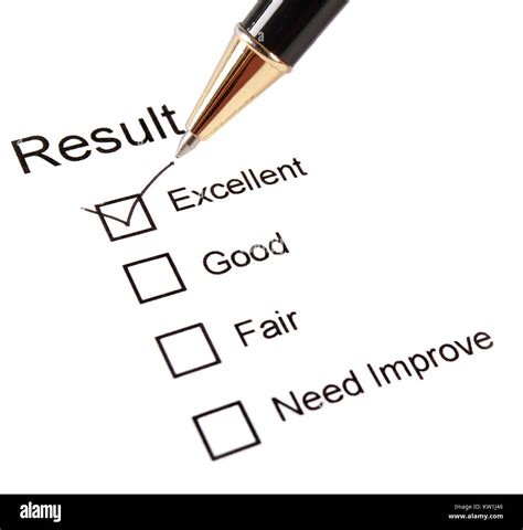 Quality Survey Questionnaire And Pen Stock Photo Alamy