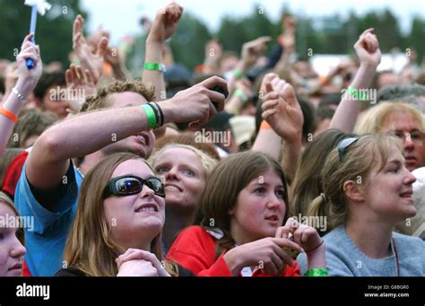 The Crowd Watching Feeder Performing On The Main Stage Hi Res Stock