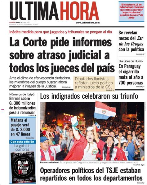 Periódico Última Hora Paraguay Periódicos De Paraguay Edición De