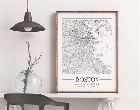 Boston Map Boston City Printable Map Boston Wall Art | Etsy in 2021 | Boston map, Boston map 