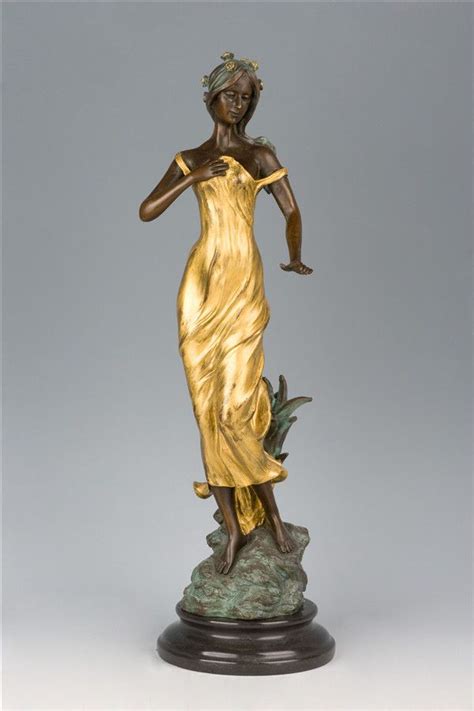 Atlie Bronzes Classical Figurine Elegant Lady Sculpture Golden Dressed Woman Bronze Statue