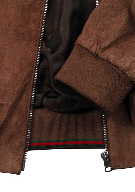 Gucci Brown Leather Bomber Jacket Coat Size 48 38r Us Costume Limité