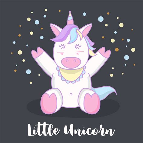 Little Baby Unicorn Cartoon Character Illustration Design Vector