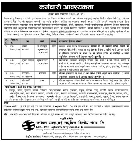Bank assistant manager application letter. Global IME Laghubitta Jobs - Bank Jobs For SLC Pass - Job ...