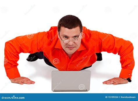 Funny Businessman Doing Push Ups Stock Photo Image Of Hard Adult