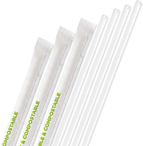 Compostable Straw Clear Unwrapped Jumbo Pla 775″ Highland Supply