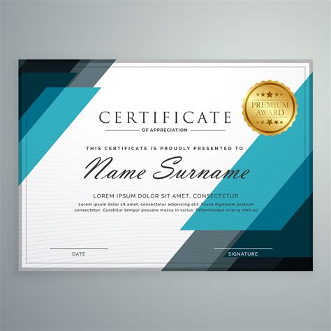 Stylish Certificate Of Appreciation Award Design Template With G