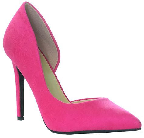 Hot Pink Pointy Toe Half Dorsay Slip On High Heel Pumps Womens 7