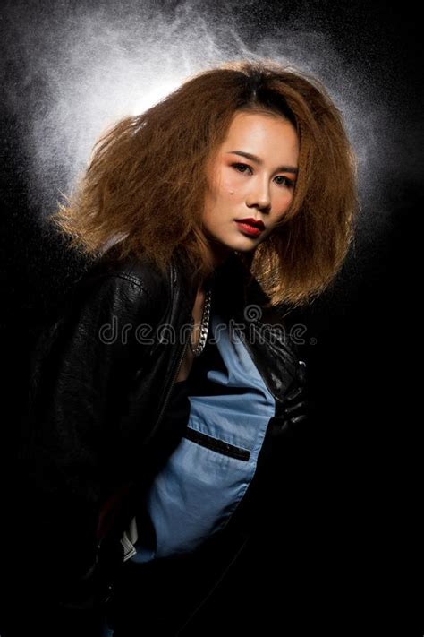 Fashion Asian Woman Tan Skin Afro Fu Hair Eyes Stock Image Image Of Evening Hairstyle 146800883