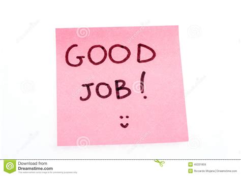 Good Job Note Stock Image Image Of Pink Isolated Note 45331859