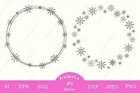 Christmas Frame Svg Snowflake Wreath Dxf Winter Border Svg 652837