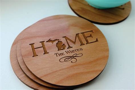 Personalized Wood Coaster Setcustom Engraved Coasters Home Etsy