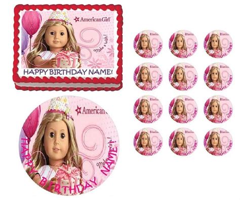 american girl doll blond hair birthday edible cake topper image all