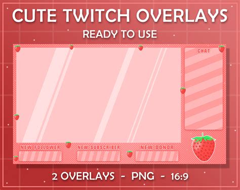 Twitch Cute Overlays For Stream Cute Strawberry Overlay For Etsy
