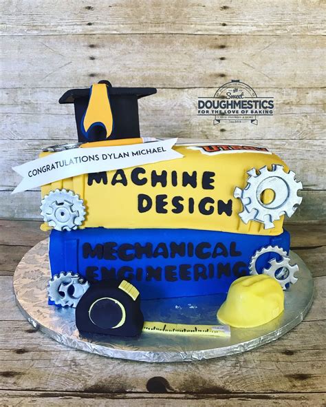 It's the perfect way to tell everyone of the little man in your tummy! Mechanical engineering cake by Sweet Doughmestics | Engineering cake, Graduation party planning ...