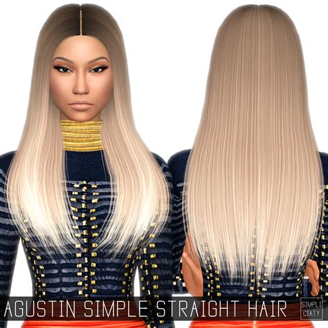 Sims 4 Hairs Simpliciaty Augustin Simple Straight Hair Retextured