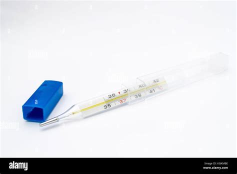 Glass Mercury Thermometer For Measuring The Temperature Of The Human