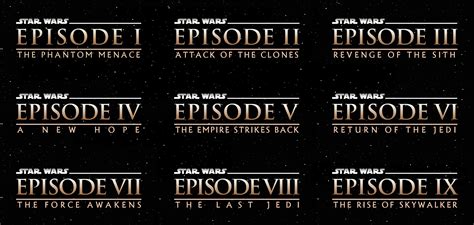 All 9 Skywalker Films With Logos In The Style Of The Prequelsi