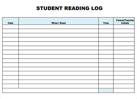 Free 25 Sample Reading Log Templates In Pages Pdf Ms Word