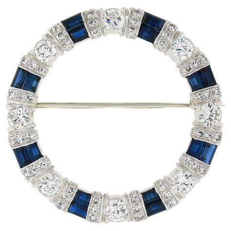 Sapphire And Diamond Circle Pin At 1stdibs