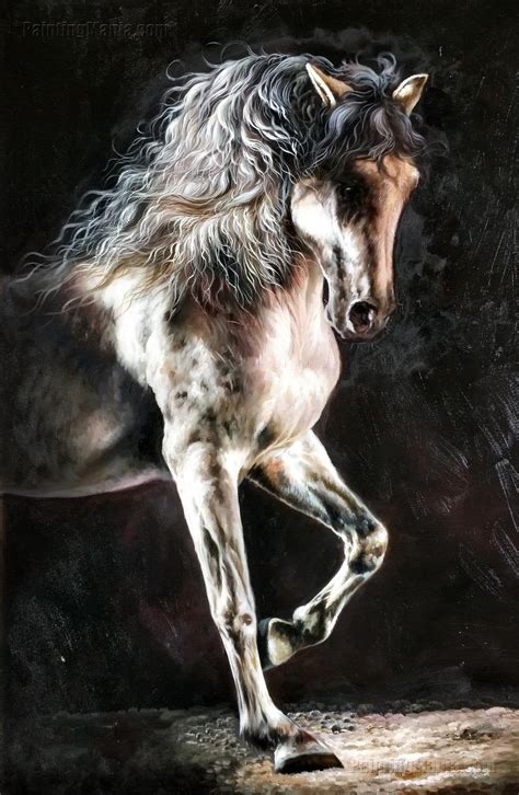 The Horse With Black Background High Quality Hand Painted Original