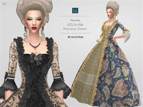 Ssts Ruffle Rococo Gown Rc Elfdor Sims 4 Mods Clothes Sims 4