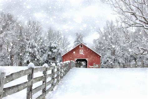 Winters Red Barn Photograph By Benanne Stiens