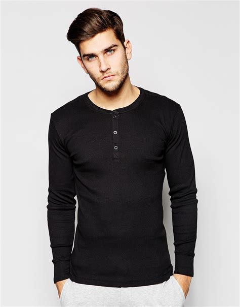 Levis Levis Henley Long Sleeve T Shirt In Muscle Fit In Black For Men