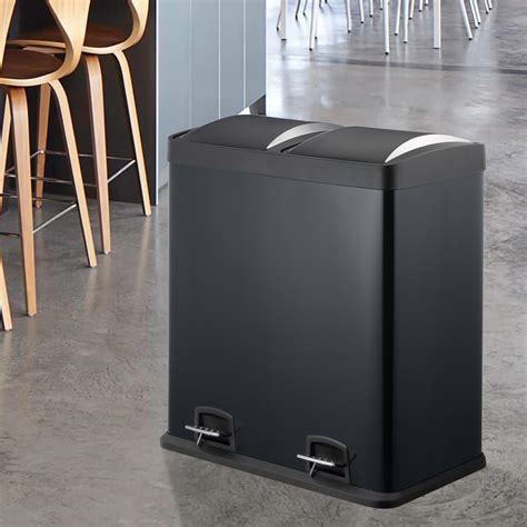 60l Dual Compartment Kitchen Rubbish Bin With Foot Pedal For Waste