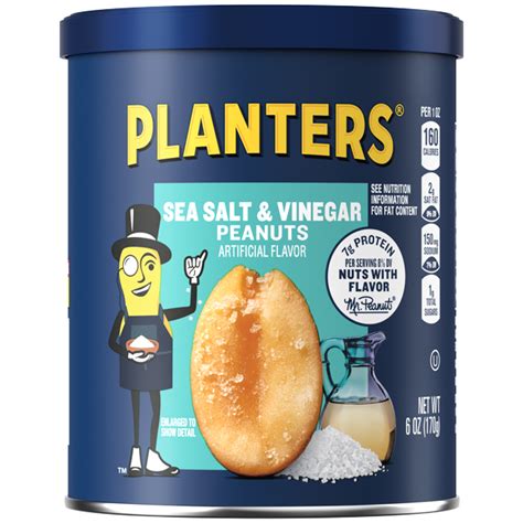 Planters Sea Salt And Vinegar Peanuts 6 Oz Can Planters Brand