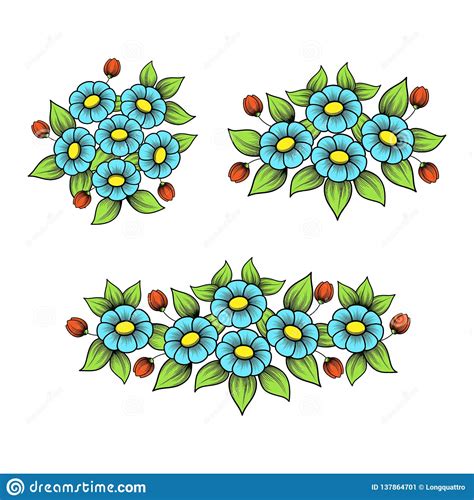 Color Daisy Elements Set Stock Vector Illustration Of Element