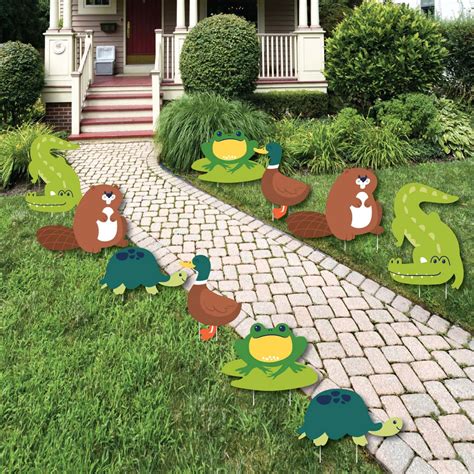 Big Dot Of Happiness Pond Pals Lawn Decor Outdoor Frog Alligator Turtle Beaver And Duck