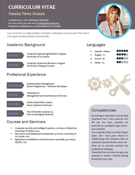 Modelo De Curriculum Vitae En Word Para Editar En Ingles Images