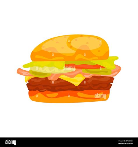Cheeseburger Illustration In Color Cartoon Style Editable Vector