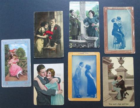 Vintage Lot 7 Romantic Postcards Early 1900s Loving Couples Ebay In