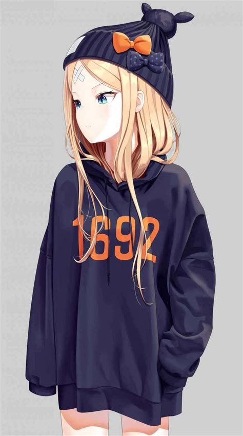 Download Anime Girl Covered In A Comfy Hoodie