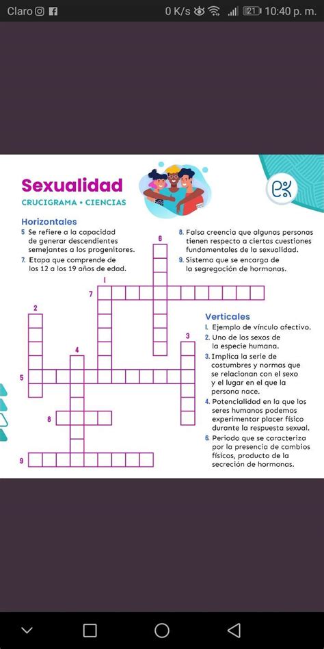 Crucigrama De Sexualidad Para Secundaria Espanol Ele Crucigrama Hojas