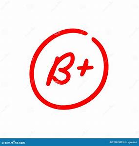 B Test Score Grading System In Education Letter B Plus Hand Drawn