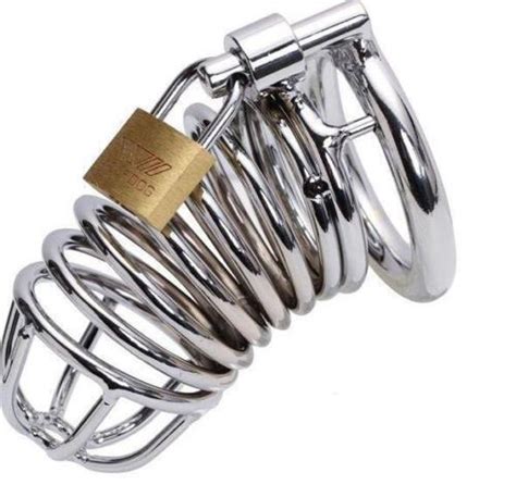 Mens Cock Penis Cage Stainless Steelsiliconeplastics Chastity Belt