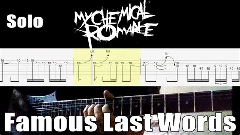 My Chemical Romance Famous Last Words Guitar Solo Lesson Tab Youtube