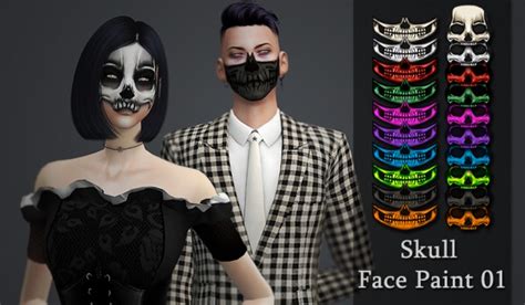 Скачать Sims 4 Грим для МЖ Skull Facepaint 01 Прически и Лица