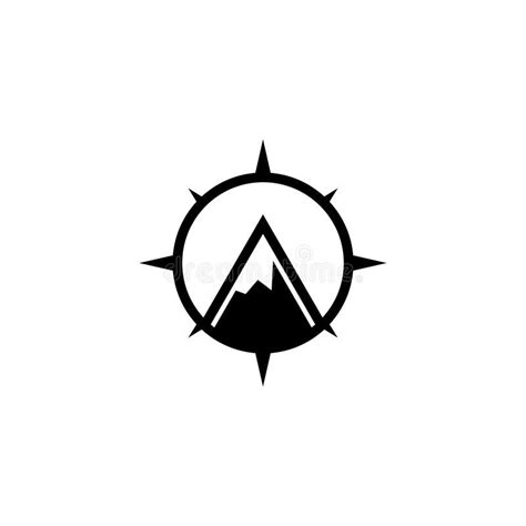 Mountain Logo Design With Compass Good For Outdoor Adventure Stock