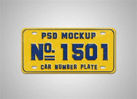 car number plate mockup psd
