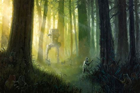 Star Wars Patrolling The Endor Moon Painting By Christopher Clark