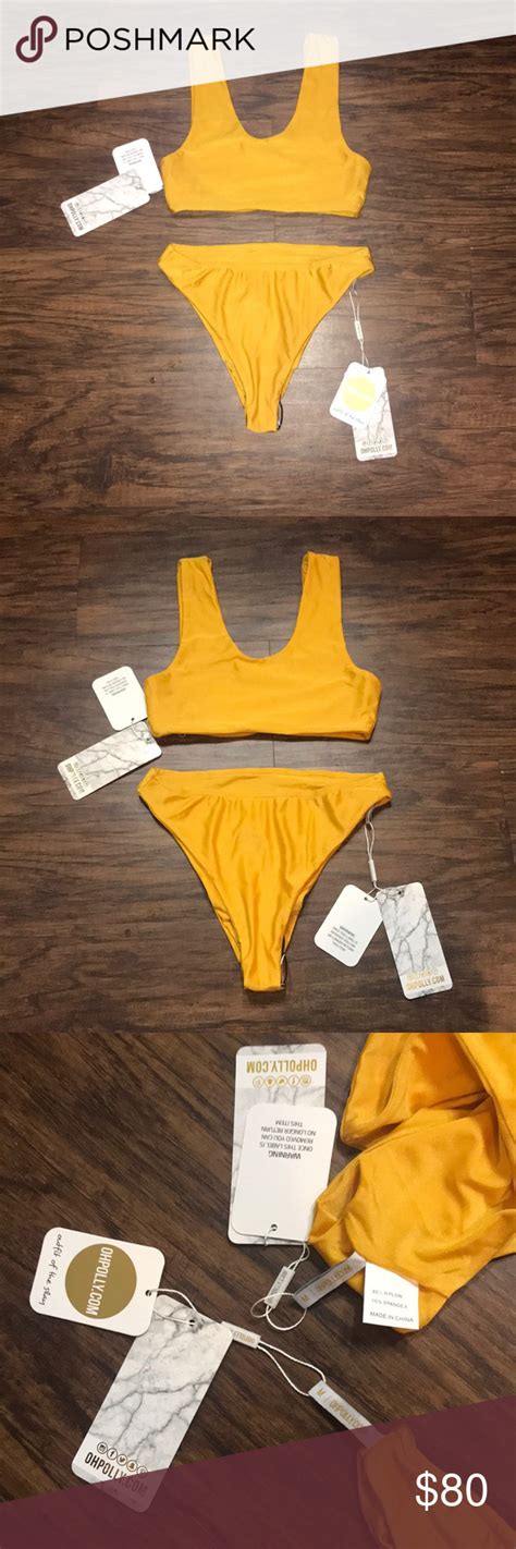 nwt oh polly deep orange bikini size medium bikinis orange bikini high neck bikinis