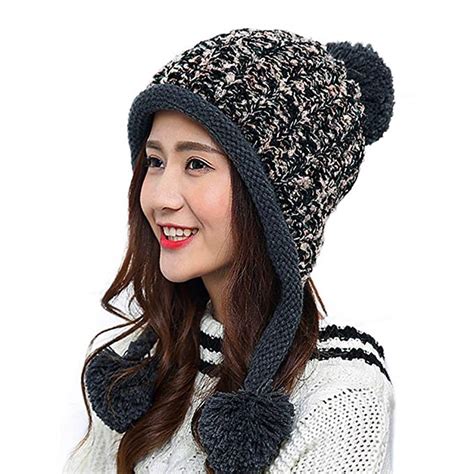 Huamulan Women Winter Peruvian Beanie Hat Ski Cap Fleece Lined Ear